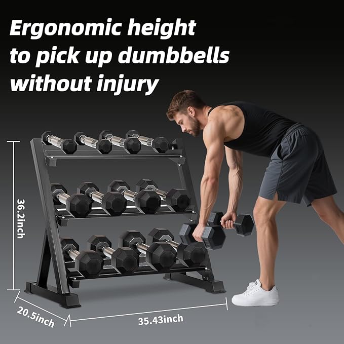 350/450/550 lbs Hex Weight Dumbbell Sets with Rack 5-50 lbs Hand Weights for Strength Training for Home Gyms Men Women Rubber Iron Rubber Coated Exercise & Fitness Muscle-StrideForce Fitness