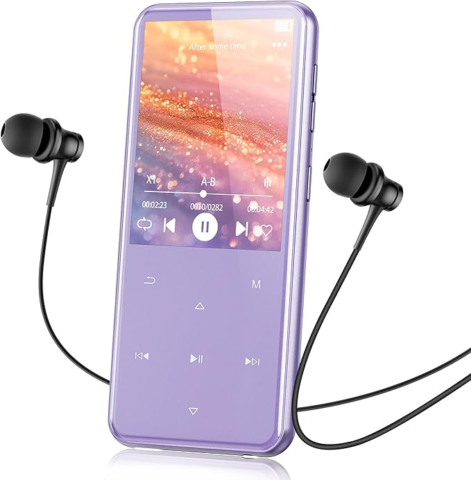 AGPTEK 64GB MP3 Player with Bluetooth, M3 2.4 inch Music Player with Speaker and FM Radio, Touch Buttons, Supports Up to 128GB(Purple)-StrideForce Fitness