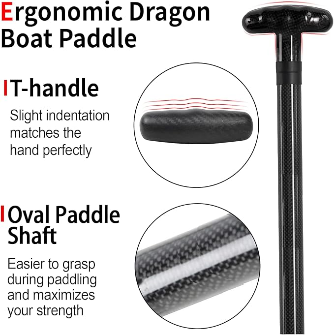 Dragon Boat Paddle Lightweight Full Carbon Fiber with Paddle Bag, 120/122/125CM (47/48/49 Inches) and Adjustable Dragon Boat Paddle115-130cm（）, IDBF Approved-StrideForce Fitness