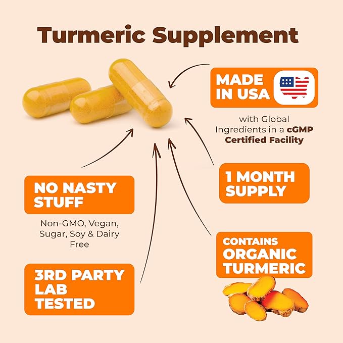 Turmeric Supplement - High Potency Turmeric Curcumin Supplement with 1500 mg Organic Tumeric and 95% Curcuminoids. Curcumin Supplements with Black Pepper for Immune & Joint Health. 60 Curcuma Capsules-StrideForce Fitness