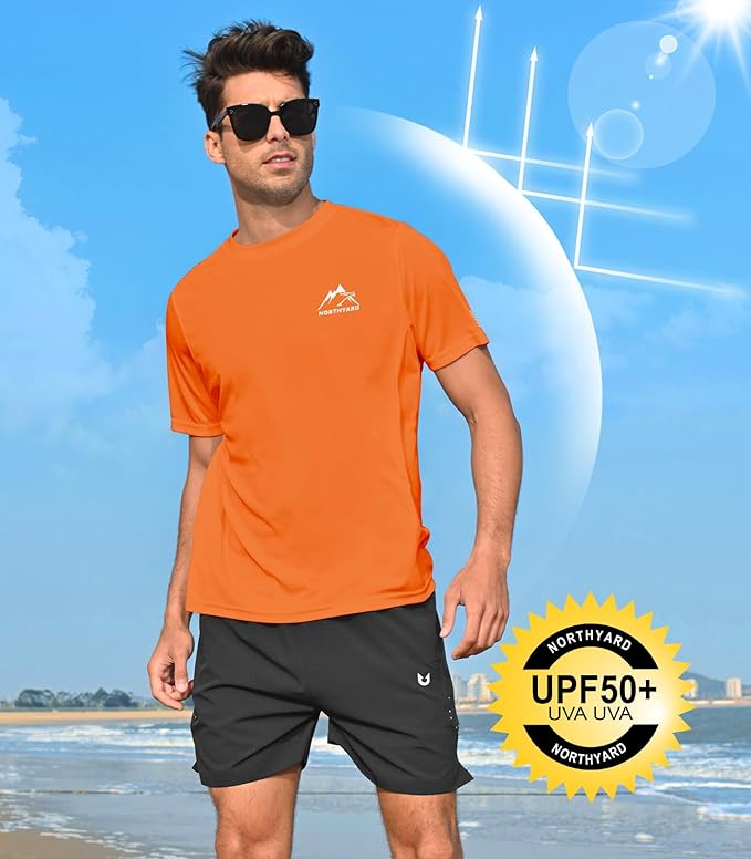 NORTHYARD Men's UPF 50+ Sun Protection Shirts Swim SPF UV Quick Dry Short Sleeve T-Shirts for Athletic Fishing Rash Guard-StrideForce Fitness