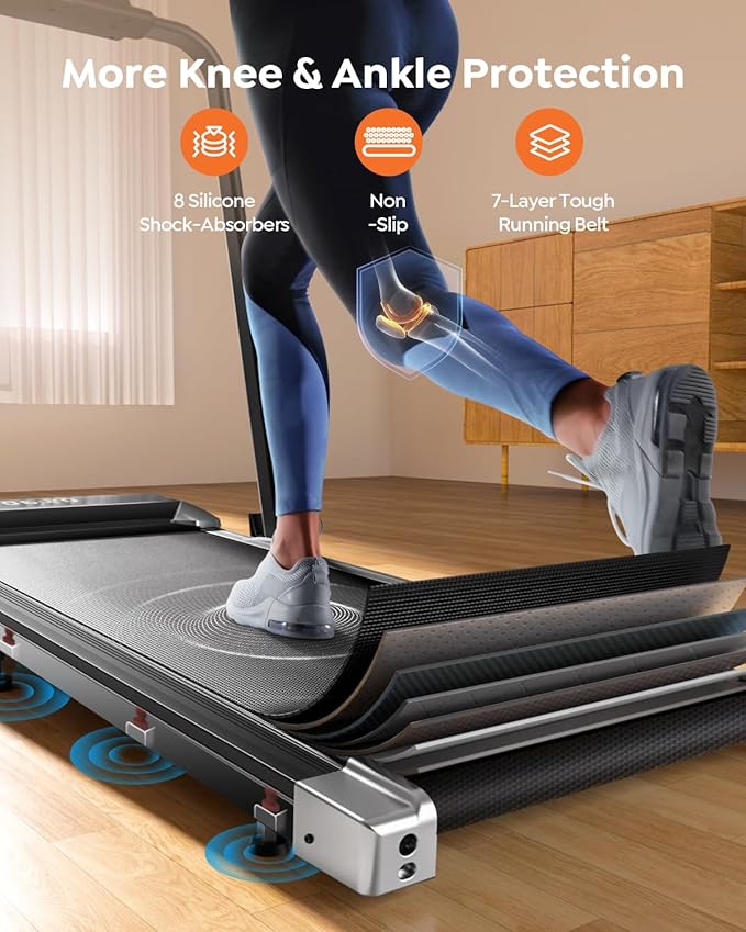 Walking Pad Treadmill with Incline, 2 in 1 Foldable Treadmills for Home Small Office, 300lbs Portable Compact Under Desk Treadmill with App, Remote Control and LED Display-StrideForce Fitness