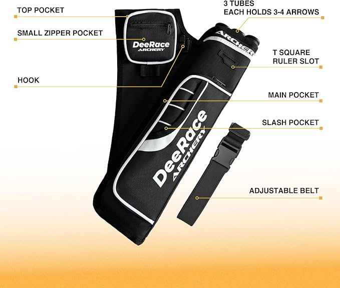 DEERACE Archery Hip Quiver, 3 Tubes Arrow Holder for Compound and Recurve Bow-StrideForce Fitness