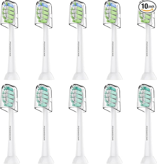 Replacement Toothbrush Heads Compatible with Philips Sonicare – Gentle & Effective Electric Tooth Brush Refill for Plaque Control, 10 Pack
