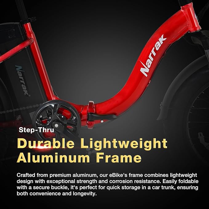 Fat Tire Folding Electric Bike, 48V & 624Wh Lithium Removable Battery, Peak 1100W Brushless Motor, Max Speed 28Mph, M5 Large LCD Display, Suspension, Step-Over/Thru Frame-StrideForce Fitness