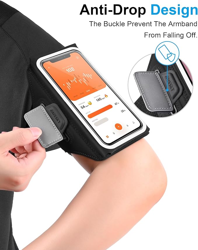 Cell Phone Armbands for Running with Earphone Bag, Arm Band for iPhone 16 15 14 13 12 11 Pro Max Galaxy S21-S24 Ultra, Armband Phone Holder with Car Home Key Pocket for MP3 Player 4-6.8''-StrideForce Fitness
