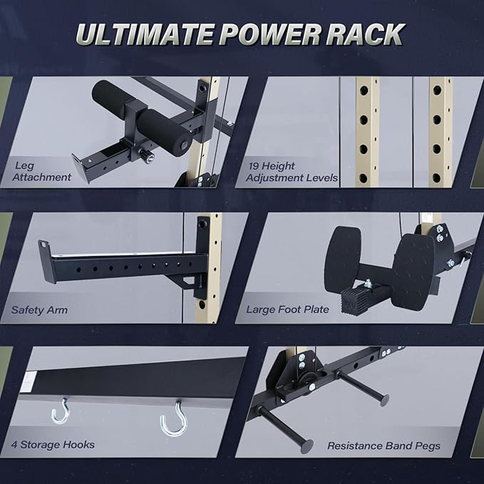 MAJOR FITNESS Drone3 Power Rack, Multi-Function Home Gym Squat Rack with Pull-Up Bar, Cable Crossover & J-Hooks, Heavy-Duty Steel Frame for Maximum Stability & Strength Training-StrideForce Fitness