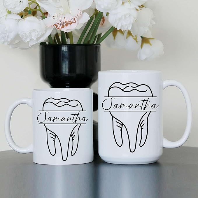 Personalized Dentist Dental Hygiene Mug - Dental Assistant Mug - Dental Nurse Orthodontics Graduation Gift - Dentist Custom Name 11Oz 15Oz - Dental Squad