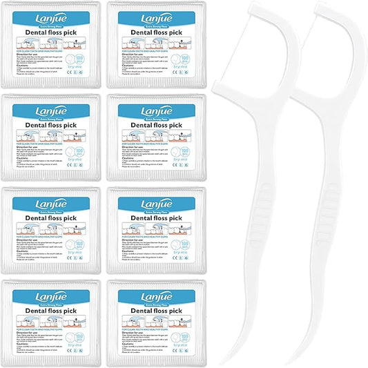 800 Count Dental Floss Picks, Travel Dental Flossers with 8 Portable Case Toothpicks Sticks Dental Tooth Picks Flosser Dental Floss Cleaner Dental Floss Sticks for Family Teeth Cleaning