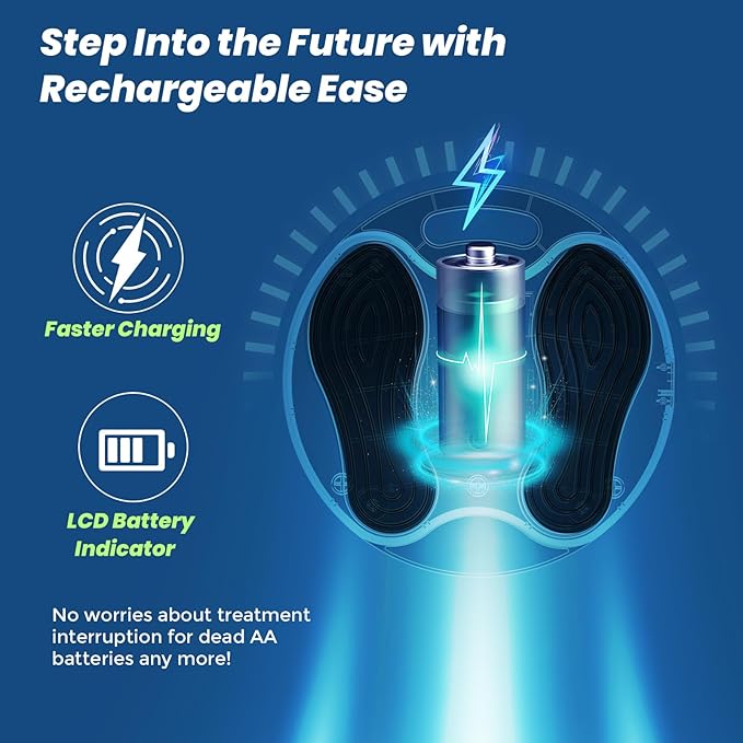 EMS Foot Massager for Neuropathy Relief, TENS Foot Nerve Circulation Stimulator for Pain Relief, Muscle Stimulator with 4 Body Pads, Relieves Swelling, Cramps, Plantar Fasciitis-StrideForce Fitness