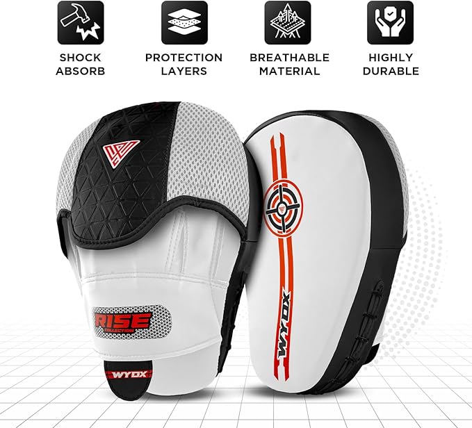 WYOX Curved Boxing Punch Mitts – Boxing Pads Training Set, Punching Mitts for Adults, Kickboxing Pads, Muay Thai Pads, Karate Pads, MMA Training Equipment, Martial Arts Focus Pads-StrideForce Fitness