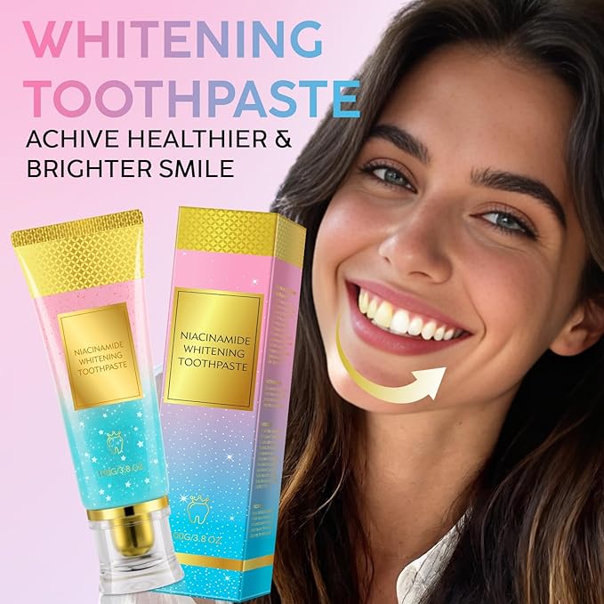 Niacinamide Whitening Toothpaste 2Pack - Gum Care Strengthen, Tooth Enamel, Prevent Cavities, Fresh Breath, Gentle & Non-lrritating, Fluoride-Free