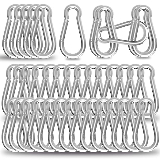 200PCS M6 Spring Snap Hook Carabiner, Heavy Duty Galvanized Steel Carabiner Clip, 260LBS Holding Capacity Spring Clips for Hammock Swing Outdoor Travel-StrideForce Fitness