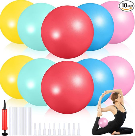 Aoriher 10 Pieces 9 Inch Exercise Pilates Ball Yoga Therapy Core Ball for Yoga Stability Barre Training Stretching Physical Posture Training Gym-StrideForce Fitness