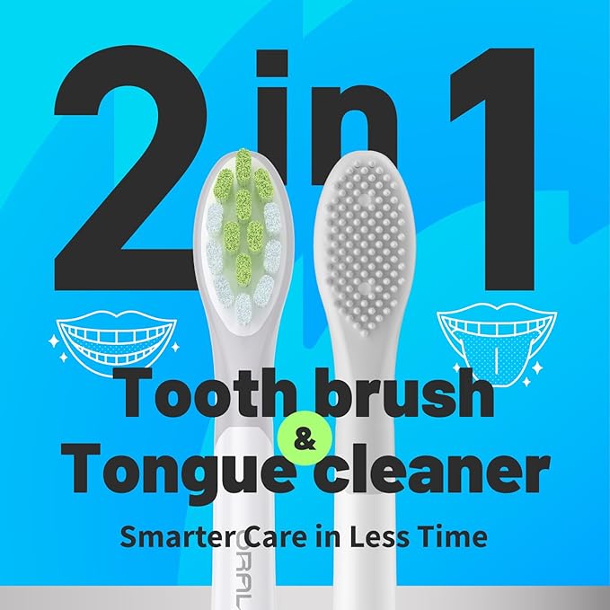 Japanese Brand Whitening Replacement Toothbrush Heads, Compatible with Philips Sonicare Click-on Handles, 4 Pack, Medium, with Tongue Cleaner (CA668, White)