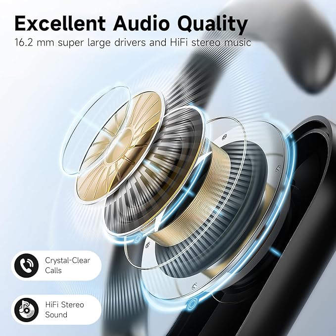 IFECCO Open Ear Headphones Bluetooth 5.4 - Wireless Open Ear Earbuds with Ddigital Display Charging Case,48H Playtime Premium Sound Sport Conduction Headphones for Running, Cycling Driving-StrideForce Fitness