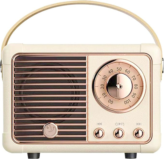 Retro Bluetooth Speaker,Wireless Vintage Small Speaker with Stereo Sound,Hands-free Call,400mA Battery,TF Card, Aux Line,Water-Proof For iOS Android Smartphone Home Office Gift Ideas White-StrideForce Fitness