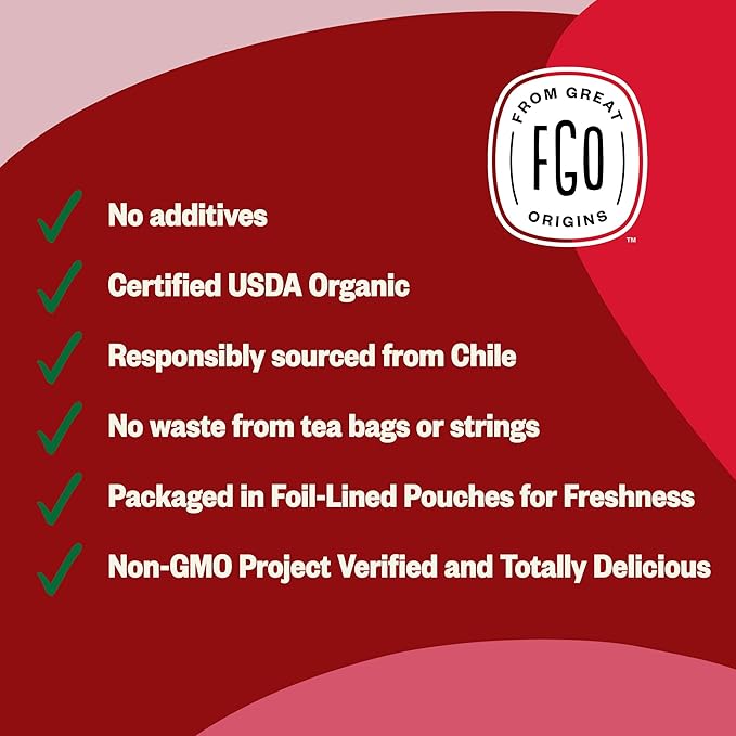 FGO Organic Rosehips Tea, Cut and Sifted, 16 Ounce Resealable Bag, Packaging May Vary (Pack of 1)-StrideForce Fitness