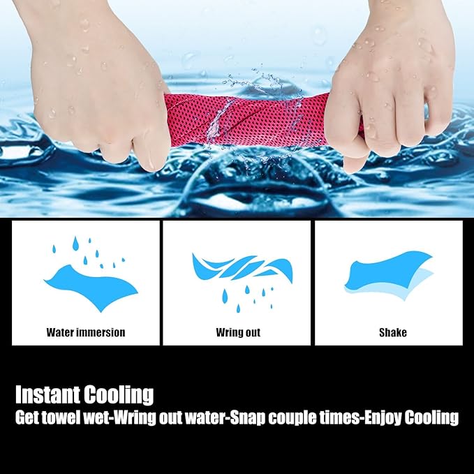 Biange Cooling Towel (Pack of 20, 40"x12") with Pouches for Sports, Workout, Fitness, Gym, Yoga, Golf, Pilates, Travel, Camping & More-StrideForce Fitness