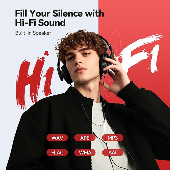 AGPTEK 64GB MP3 Player with Bluetooth, M3 2.4 inch Music Player with Speaker and FM Radio, Touch Buttons, Supports Up to 128GB (Black Red)-StrideForce Fitness