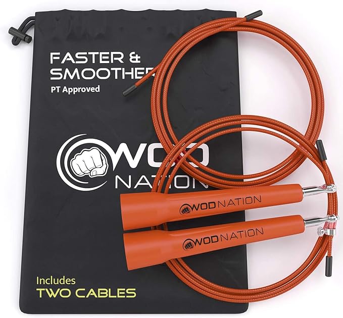 WOD Nation Adjustable Speed Jump Rope For Men, Women & Children - Blazing Fast Fitness Skipping Rope Perfect for Boxing, MMA, Endurance-StrideForce Fitness