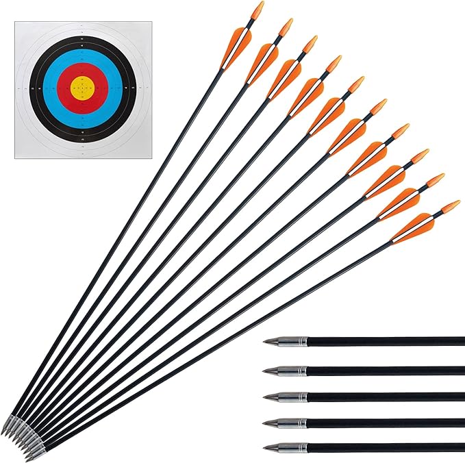 Archery Bow and Arrows Set for Adults 20 30 40 lbs Bow and Arrow for Beginner Teens Black Longbow Kit for Outdoor Hunting Archery Target with Quiver Target Faces Arm Guard Finger Saver-StrideForce Fitness