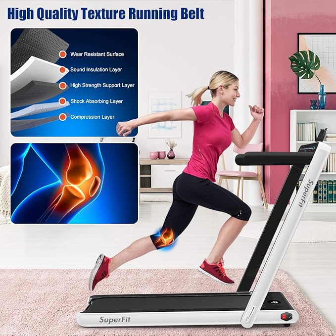 GYMAX Walking Pad, 2.25HP Dual Display Foldable Treadmill for Home with Remote/Smart App Control, Portable Compact Treadmill for Office Under Desk, Folding Running Machine for Small Spaces-StrideForce Fitness