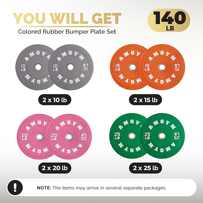 2 Inch Bumper Plates，10-500lbs，Barbell Rubber Olympic Weight Plates Set for Home Gym, Strength Training & Weight Lifting, Multiple Options Colors-StrideForce Fitness