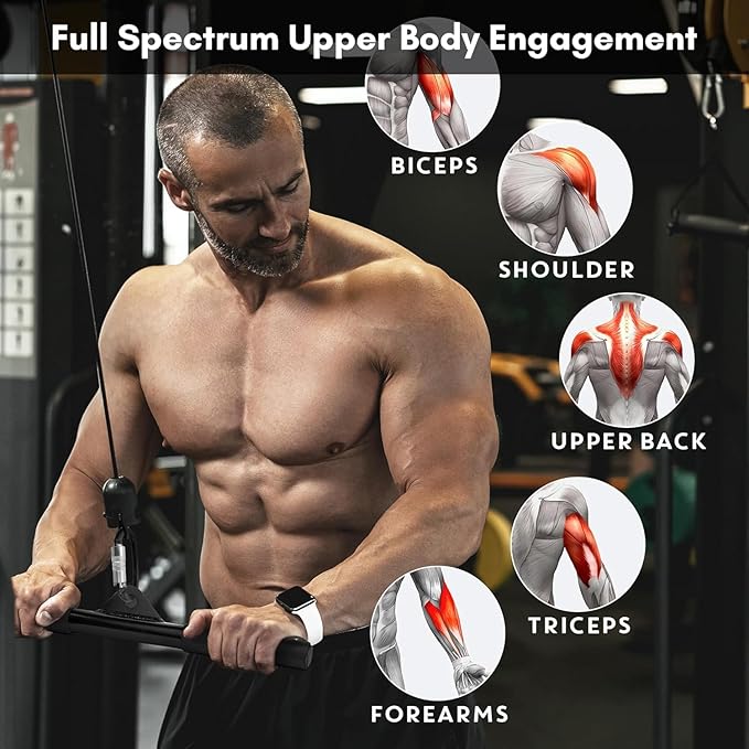 EVMT 15-Inch LAT Pulldown Attachments for Home Gym – LAT Pull Down Bar, Cable Machine Accessories for Tricep Bar, Bicep, Back Training, Full Rotation, Heavy-Duty Strength Workout Equipment-StrideForce Fitness