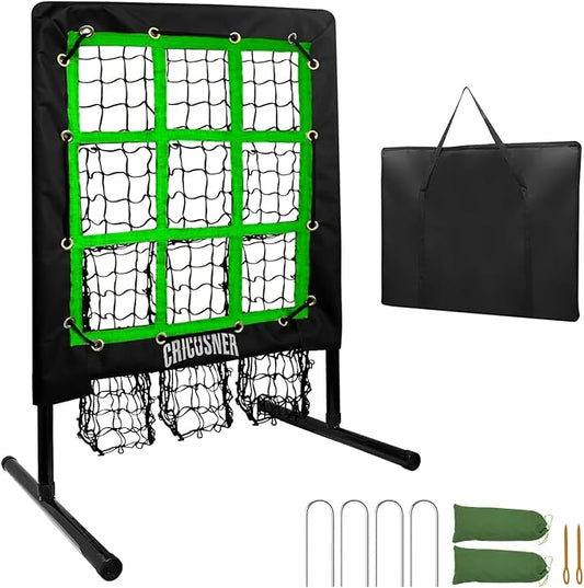 9 Hole Pitching Net, Heavy-Duty Baseball Net with Strike Zone for Pitching and Hitting, Height Adjustable Training Equipment with 9 Pocket Pitching Target for Baseball & Softball Practice-StrideForce Fitness