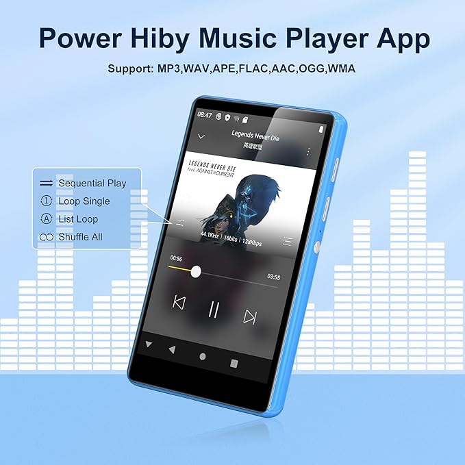 80GB MP3 Player with Bluetooth and WiFi,4-inch Touch Screen MP3 Player with Bluetooth, Spotify, Amazon Music, Audible, Spotify Kids, Pandora, M503Pro Andriod MP4 & MP3 Music Player up to 1TB Blue-StrideForce Fitness