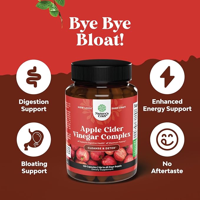 Cleansing Apple Cider Vinegar Capsules - ACV Cleanse and Detox Pills for Gut Digestive Health with Slimming Cayenne Extra Strength Full Body (60 Servings)-StrideForce Fitness