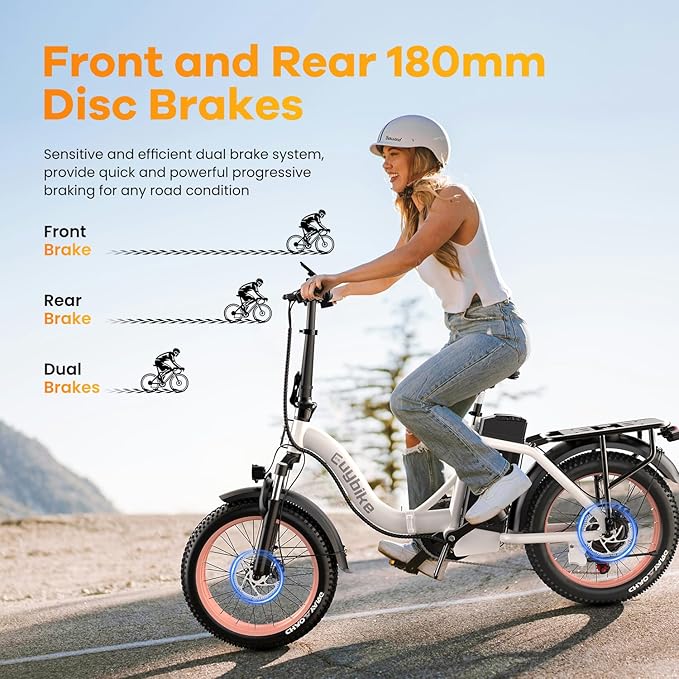 Folding Electric Bike for Adults with Peak 1000W Motor, 48V 20AH Battery up to 30MPH 80 Miles, 20" Fat Tire All Terrain Ebike, Front Suspension 7-Speed Commuter E Bike, Step-Thru, UL Certified-StrideForce Fitness