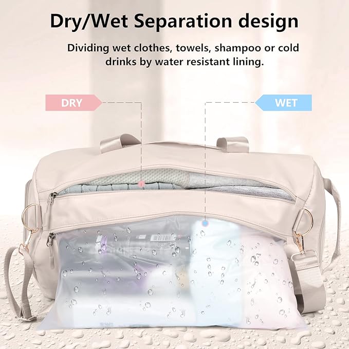 MABROUC Duffle Bag For Women, Sports Duffel Bag for Gym with Wet Pocket & Shoe Compartment, Overnight Weekender Travel Bag-StrideForce Fitness