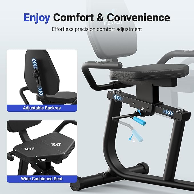 MERACH Recumbent Exercise Bike for Home with Smart Bluetooth and Exclusive App Connectivity, LCD, Heart Rate Handle, Magnetic Recumbent Bikes S08/S23-StrideForce Fitness