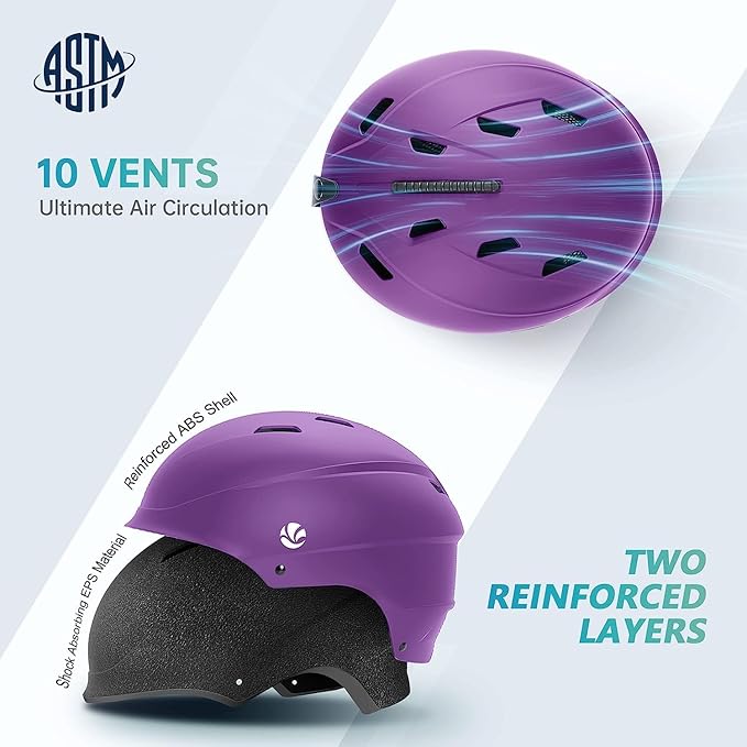 VANRORA Ski Helmet, Snowboard Helmet for Men & Women, Climate Control Venting, Dial Fit, Goggles Compatible, Removable Fleece Liner and Ear Pads, Safety-Certified-StrideForce Fitness