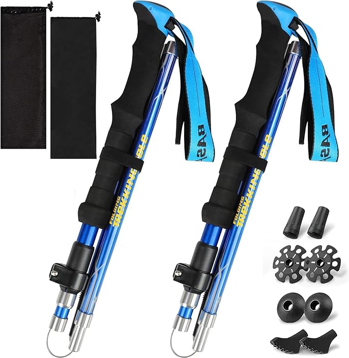 Trekking Poles Lightweight Collapsible Hiking Poles Folding Aluminum Walking Sticks 2 Pack Walking Sticks for Hiking-StrideForce Fitness