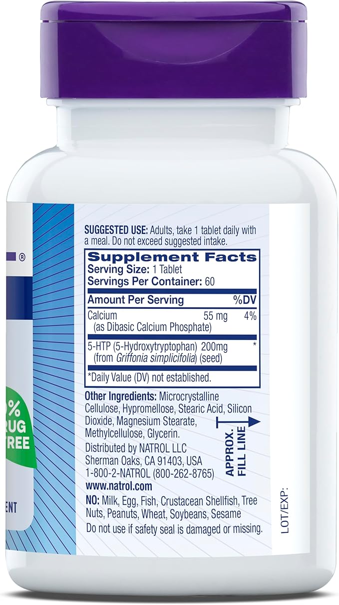 Natrol 5-HTP 200mg, Dietary Supplement Helps Support a Balanced Mood, 60 Time Release Tablets, 60 Day Supply-StrideForce Fitness