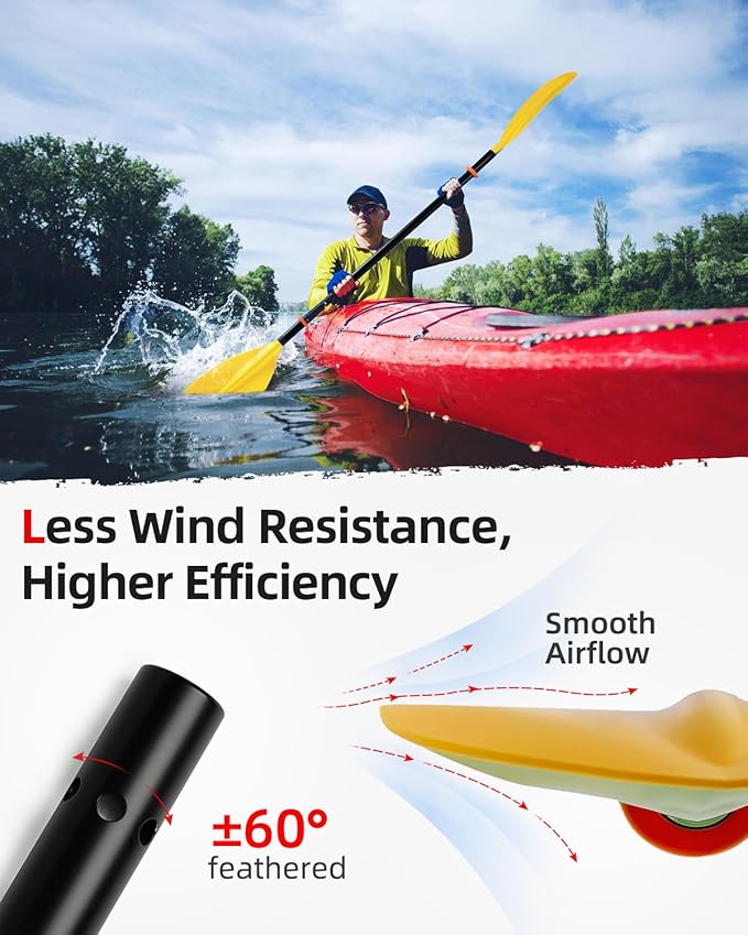 Abahub Adjustable Kayak Paddle 210-230 cm/ 230-250 cm Floating Kayaking Oars Boating Oars Canoeing Oars Black-StrideForce Fitness