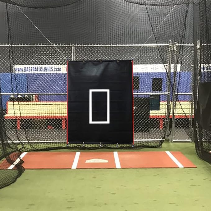 Baseball Batting Cage Backstop with Strike Zone Target - Heavy Duty 4x6/6x8FT PVC Backstop Net for Pitching Practice Backyard Training-StrideForce Fitness