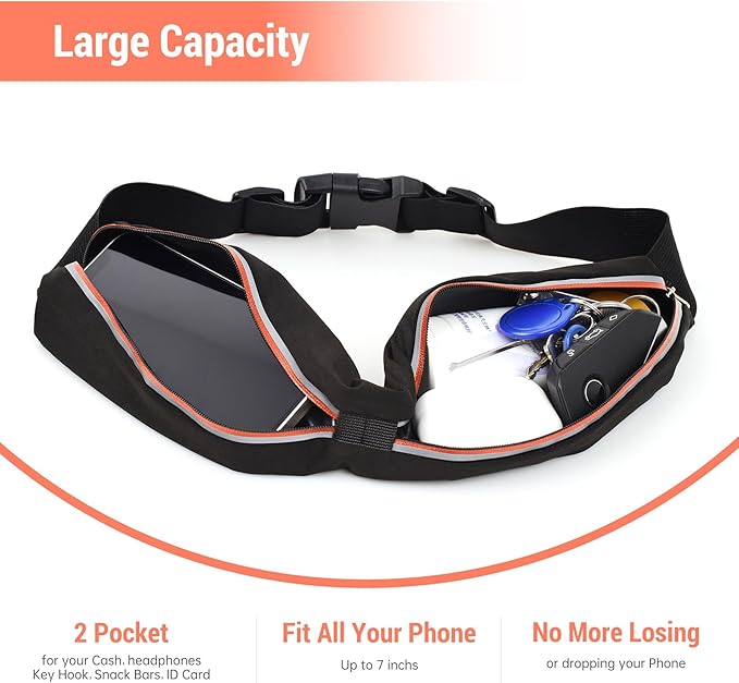 Slim Running Belts for Women Men - Running Phone Holder Fanny Pack for Key, Accessories Fits ALL Cell Phones, Orange-StrideForce Fitness