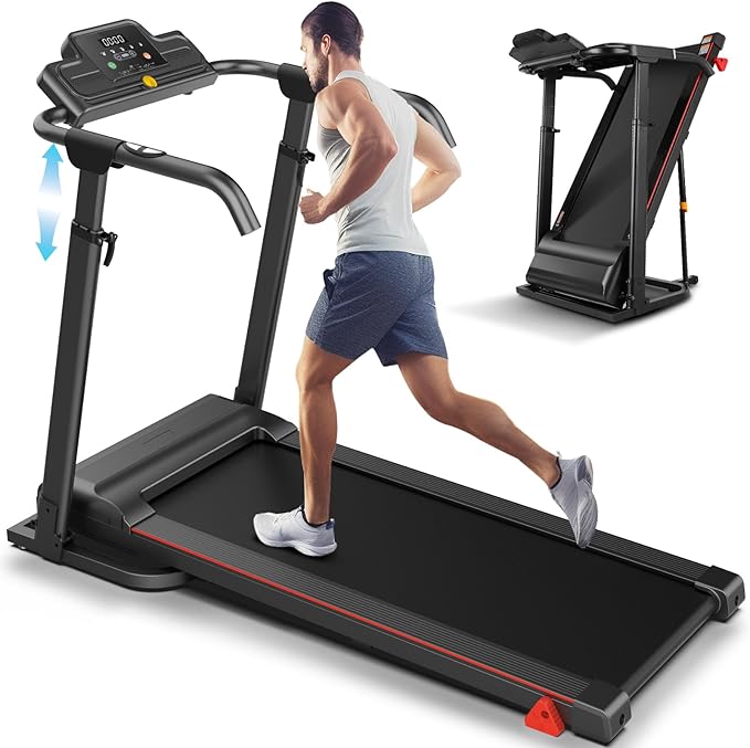 ANCHEER 2025 Premium Treadmill - 3.5HP Treadmills 350+ LBS Weight Capacity- 3-Level Incline, Foldable Design, Adjustable Height with Desk & Pulse Sensor - Perfect for Home Office & Family Workouts-StrideForce Fitness