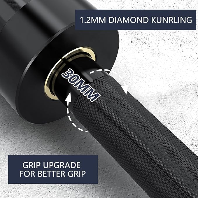 TECHNOAGE 7FT Olympic Barbell Olympic Bar Solid Chrome Barbell 700LBS Load Capacity(2-Inch Plate) for Weightlifting, Squats, Dead-Lifts, Presses, and Lunges-StrideForce Fitness