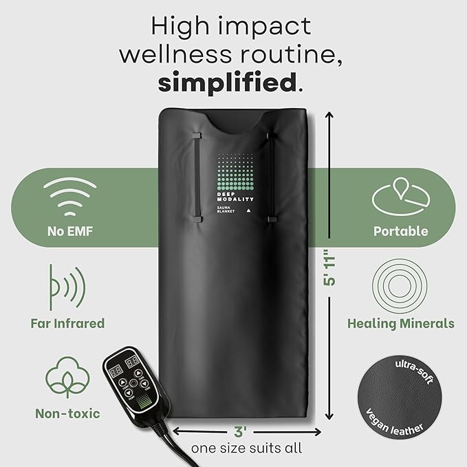 Pro M3 - Infrared Sauna Blanket | Detox, Wellbeing & Recovery | Highest Grade Materials + Jade & Tourmaline for Enhanced Therapy, Adjustable Temp 77-176°F, 6ft x 3ft (Mineral Edition)-StrideForce Fitness