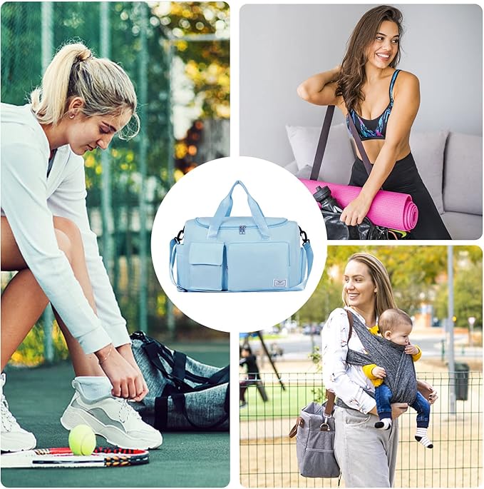 FIORETTO Women's Gym Duffle Bag with Shoes Compartment, 37L Capacity, Ideal for Travel, Gym, Sports, Duffel, Weekender-StrideForce Fitness