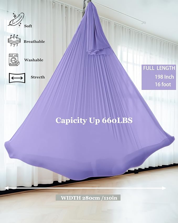 F.Life Aerial Silk Yoga Hammock & Swing for yoga Inversion,Strength training,starter hardware kit-StrideForce Fitness