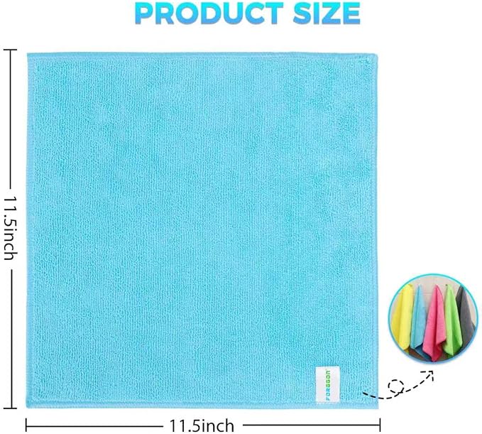Microfiber Cleaning Cloth, Pack of 15, Lint Free, Absorbent, Streak Free, Non-Abrasive, Reusable and Washable，Cleaning Towels with 5 Color Assorted,11.5"X11.5"(Green/Blue/Yellow/Pink/Grey)-StrideForce Fitness