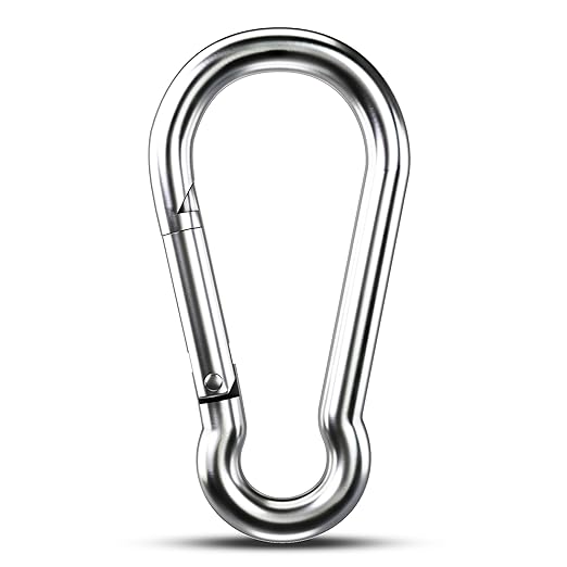 Large Carabiner Clip Hooks, 1pc 4 inch Carabiner Heavy Duty, 304 Stainless Steel Spring Snap Hook Fits Camping Hanging Hiking Weight Lifting, Metal Clips for Rope or Chain-StrideForce Fitness