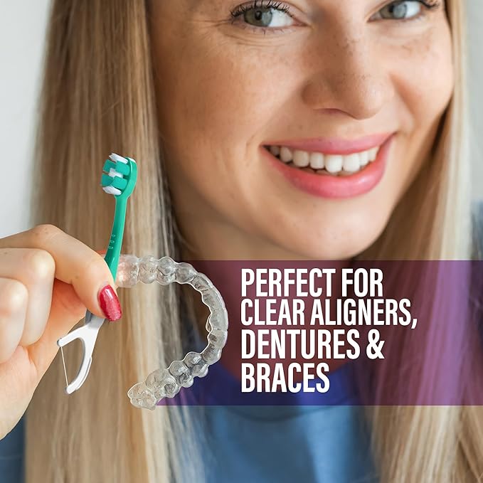 GuruNanda 6-in-1 Ready-to-Go Disposable Toothbrush, Pre-Pasted Butter on Gums Softex Bristles, Floss & Toothpick, Tongue & Cheek Cleaner, Individually Wrapped & TSA Friendly, 21 Ct