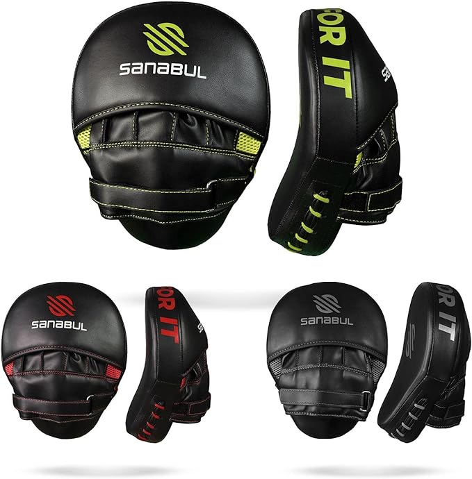 Sanabul Essential Curved Punching Mitts for Boxing, MMA Muay Thai Boxing Pads for Training, Punch Focus Mitts, Hand Pads Sparring Gear, Strike Shield-StrideForce Fitness